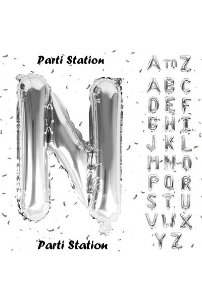 Parti Station Silver Color Letter Foil Balloon Letter N Large Size 100 cm 1 Meter Helium Flying Foil Balloon 40" Inch 1 Piece