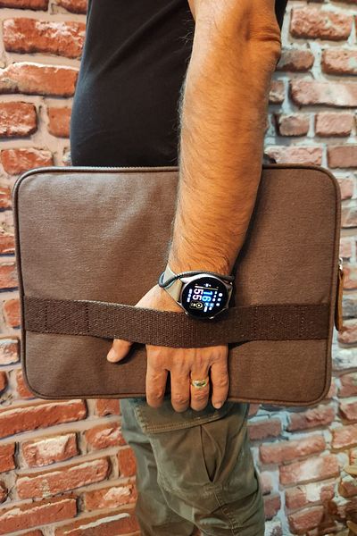 HNB Husă unisex din pânză maro, impermeabilă, pentru laptop de 13 și 14 inchi