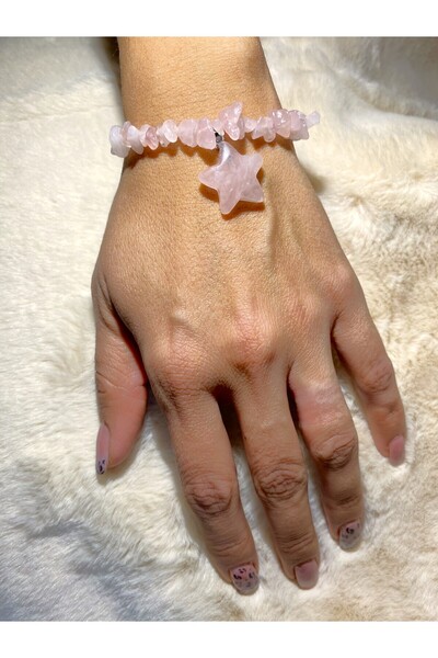 Taşmeran Pink Quartz Star Pointed Stone Natural Stone Bracelet Tky0301