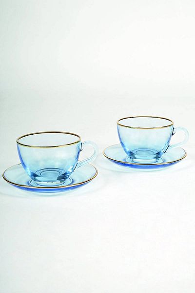 Paşabahçe 6-Person Blue Glass Teacup 240cc