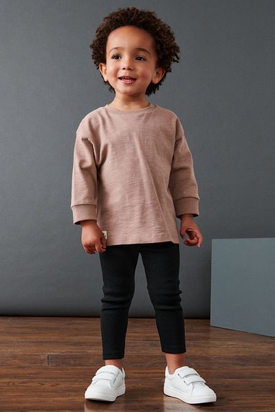 Next Baby Cotton Soft Brown Sweatshirt Tights Top and Bottom Set