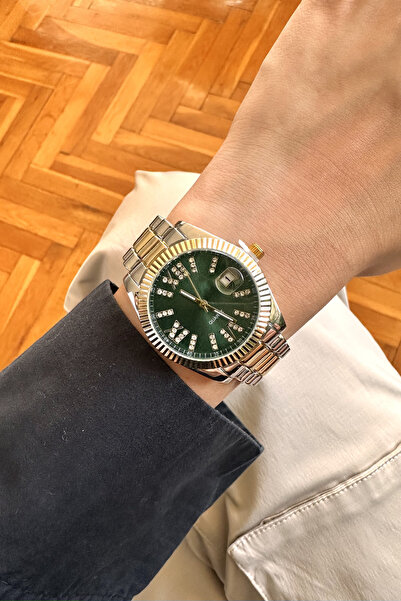 pierrose Silver Gold Double Color Metal Strap Women's Wristwatch