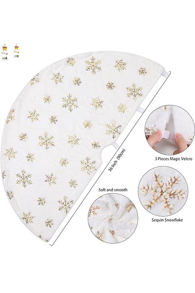 Yusuf Dirik YD Party Supplies Christmas Tree Cover Luxury Plush Snowflake Printed 90 cm