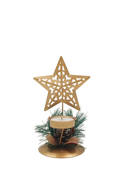 Yusuf Dirik YD Party Supplies Gold Star Figured Candle Holder 15 cm