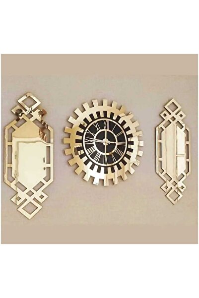Evsay Gold Aynalı Pleksi Roma Rakamlı Saat, Duvar Saati, Ev Hediyelik Duvar S...