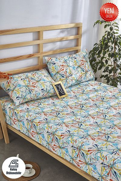 esseHM Printed Elastic Sheet Set Cotton-Pillowcase Single-Double Personality-King Patterned Printed