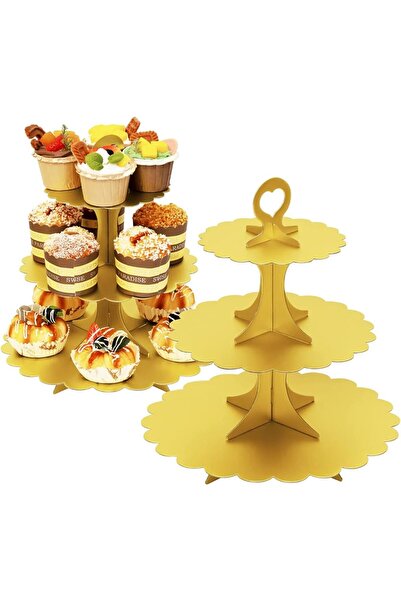 DM ONLINE Gold Cupcake Muffin Stand Parti Doğum Günü Kek Standı