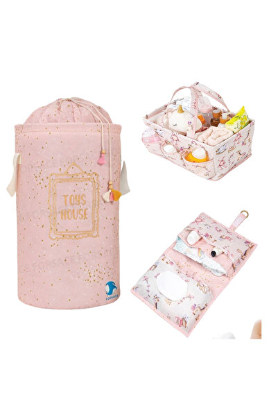 HOLLYHOME Baby 3 Lü Set Bebek Oyuncak - Kirli Sepeti, Bakım Çantası, Alt Bakı...