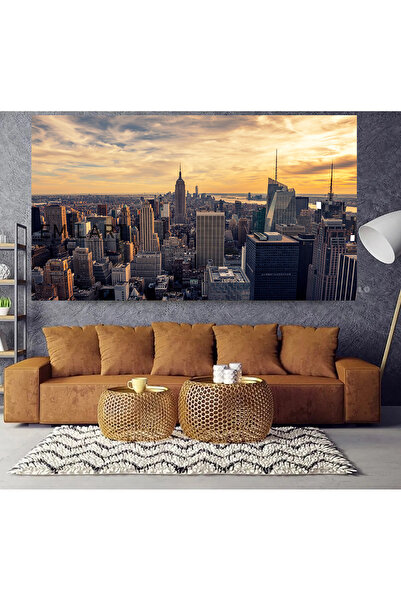 EMİLART New York City Şehir Manzarası Emlak Ofisi Mimarlık HD Kalite Kanvas Tablo