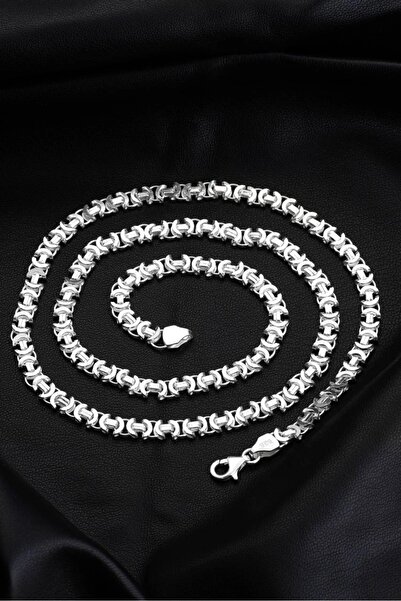 bymissmücevherat 925 Ayar Gümüş Euro Kral Model Zincir Kolye 5,5 Mm