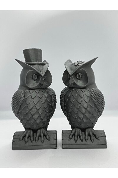 Nerva Design 3D 2'li Dekoratif Baykuş Obje - 15 Cm