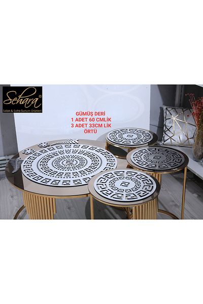 SEHARA SET HAVE MASA CAFETEA/1 BUC. 60CM, 3 BUC. 33CM/TOTAL 4 BUC./PIELE ARTIFICIALA