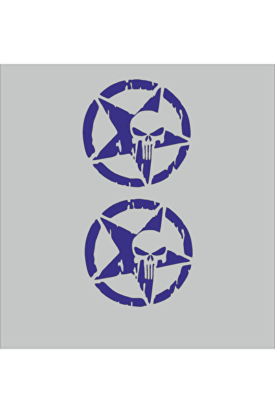 YAMANB ملصق جمجمة نجمة 13 سم * 13 سم قطعتين أزرق لامع