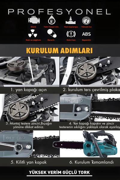 POWER BLACK Benzin Motorlu Mini Odun Dal Budama Ağaç Kesme Makinesi 25 Cc Agm