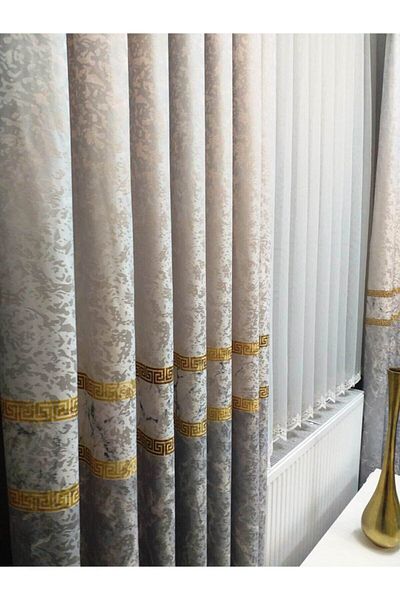 İpeks Background Curtain Brillant Board Gray, Cream, Gold Color Combination