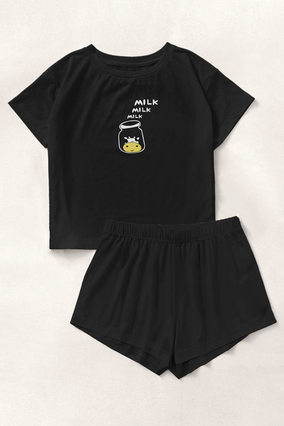 PEMBİŞ HOMEWEAR Blacked Milk Bambuu Şort Takımı