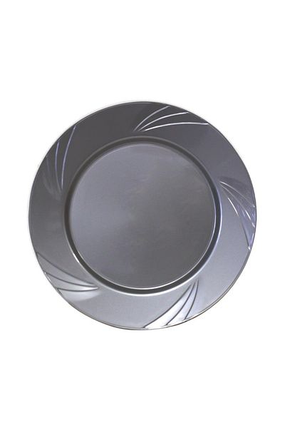 14Süs Plastic Plate Hard Luxury 22cm (6 Pieces) Silver
