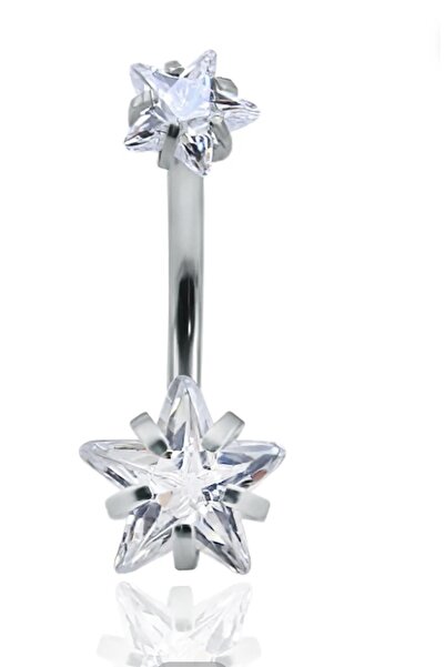 BY DİLEK ÇETİN ACCESSORY Cerrahi Çelik çift tarafı zirkon Taşlı Yıldız model ...
