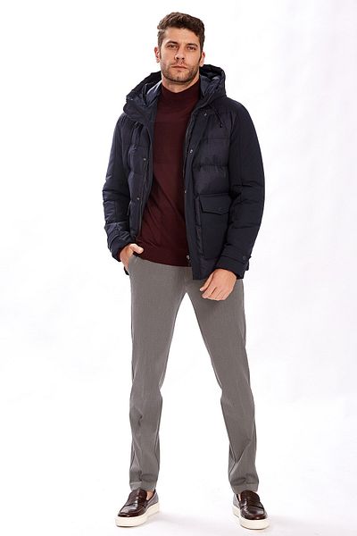 Ecer Men's Hooded Regular Coat Navy Blue