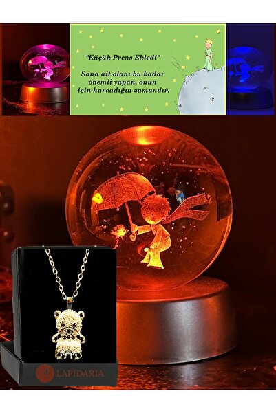Lapidaria Renk Değiştiren Led Işıklı Küçük Prens Kristal Little Prince Lamba ...