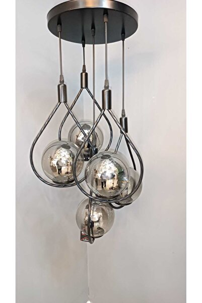 ZM AYDINLATMA Damla Glob Camlı 5li Sarkıt Avize