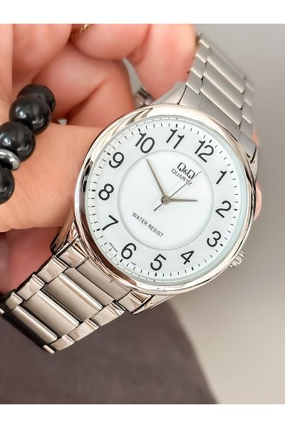 Q&Q Brand Steel Strap, Waterproof, Silver Color Men's Wristwatch+Bracelet