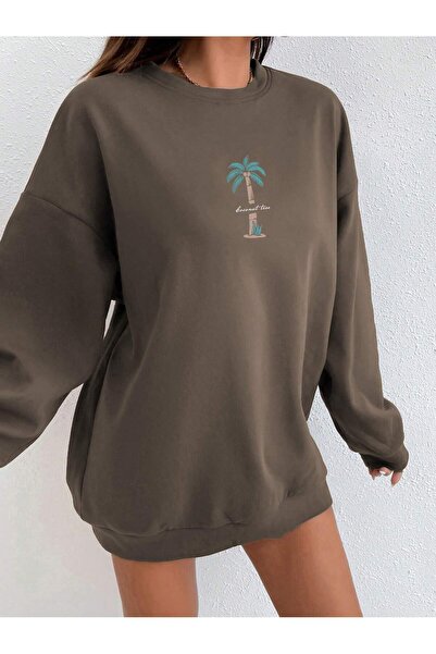 Tarzsokak Palma i slovo grafički dizajn, smeđa znojna majica