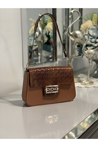 Molie Taba Yılan Desenli Şık Ve Günlük Kullanım Küçük Boy Kadın El Ve Omuz Ça...