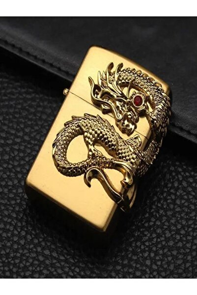 HK GİFT SHOP Özel Ejderha Kabartmalı Özel Tasarım Metal Jet Çakmak