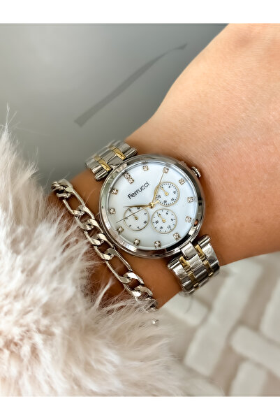 Ferrucci اثنين لون جديد نموذج ساعة اليد النسائية + سوار