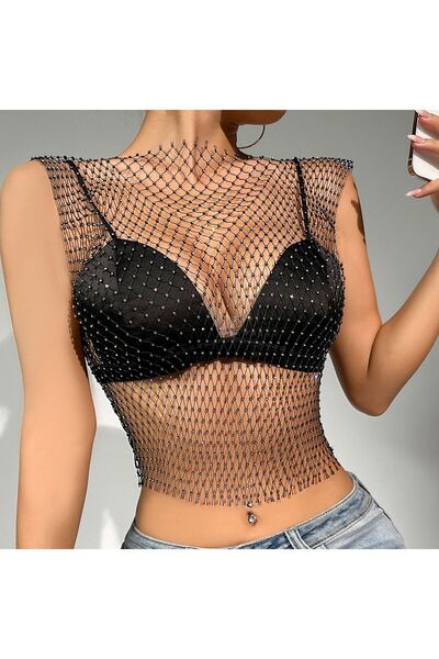 SiaLess Lingerie Нова модна блузка з кришталевими камінцями