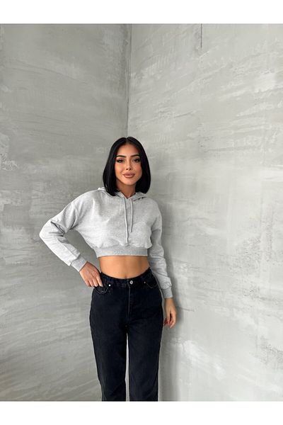 Gofeel Φούτερ GOFEEL Atelier Grey Crop Hoodie - Streetwear Y2K