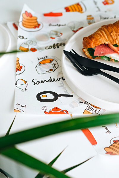 SimeStore Oil Paper - Presentation Paper - Breakfast Pattern Presentation Paper - 32 Pieces