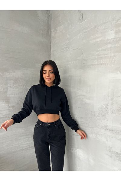 Gofeel Черен суитшърт с качулка Atelier Streetwear Y2K GOFEEL