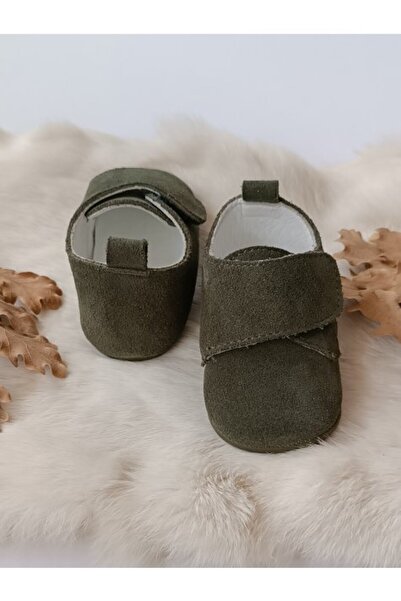 Hodore Suede Green Genuine Leather Velcro Baby Shoes