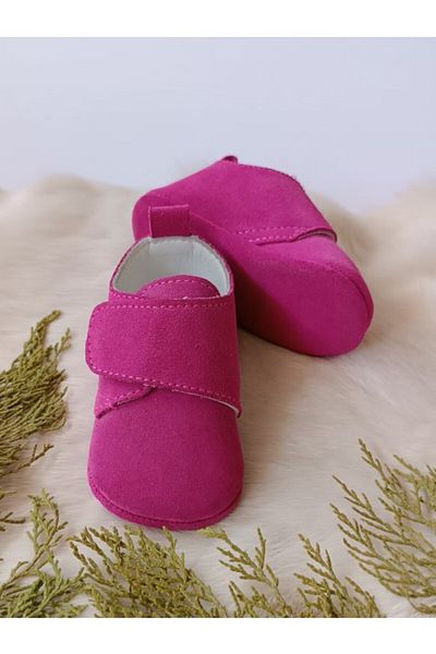 Hodore Fuchsia Genuine Leather Velcro Baby Shoes