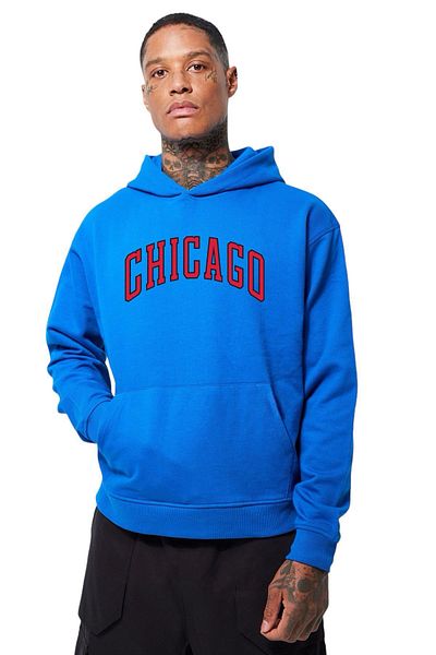 BENROMA 1 προϊόν είναι δώρο για αγορές 6 και άνω Unisex Chicago Printed Oversize φούτερ