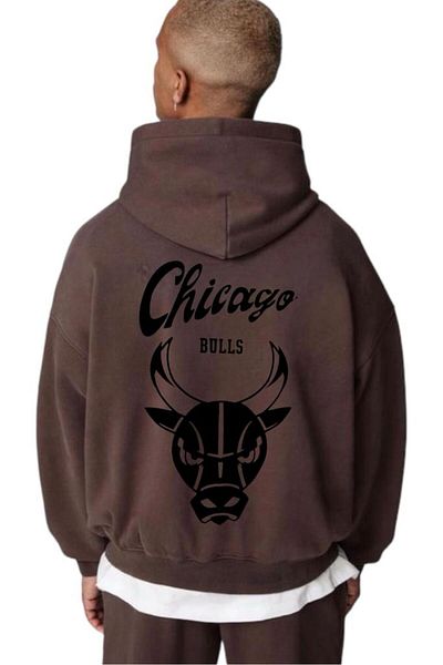 BENROMA 1 προϊόν είναι δώρο για αγορές 6 και άνω Unisex Chicago Printed Oversize φούτερ