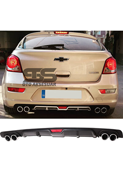 Furens Chevrolet Cruze HB Difüzör Arka Tampon Eki 4 Egzoz Çıkışlı Siyah