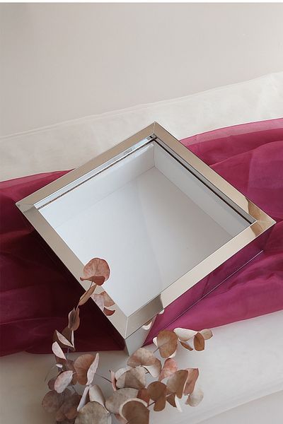 Verda Çerçeve 25x25 cm adâncime argint acoperit cadru de memorie - 6 cm adâncime cadru de memorie cutie de trandafiri! Hkm Comerț