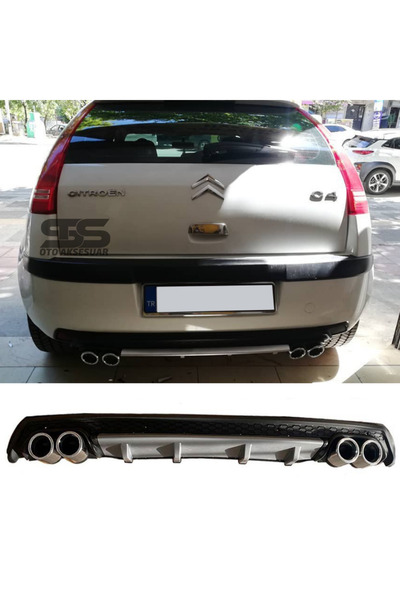 Furens Citroen Difüzör Arka Tampon Eki 4 Egzoz Çıkışlı Gri Lüx Tip