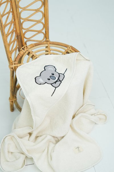 TEKSMODA 100% Cotton Baby Swaddle Towel - Koala