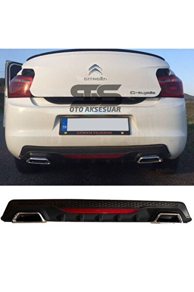 Furens Citroen C-elysee Difüzör Arka Tampon Eki 2 Egzoz Çıkışlı Siyah Reflekt...