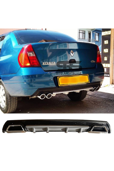 Furens Ranault Clio 2 Sedan Difüzör Arka Tampon Eki 2 Egzoz Çıkışlı Gri Lüx Tip