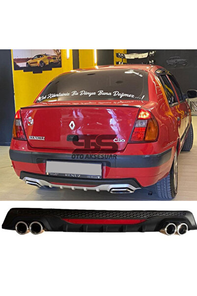 Furens Renault Clio 2 Sedan Difüzör Arka Tampon Eki 4 Egzoz Çıkışlı Siyah Ref...