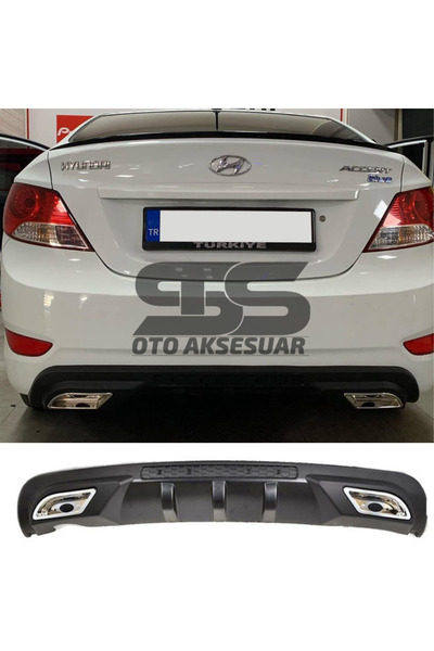 Furens Hyundai Accent Blue Difüzör Arka Tampon Eki 2 Egzoz Çıkışlı Siyah