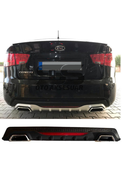 Furens Kia Cerato Difüzör Arka Tampon Eki 2 Egzoz Çıkışlı Siyah Reflektörlü