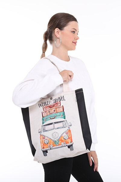 pamukcanta Körüklü Kanvas Çanta World Travel Vosvos