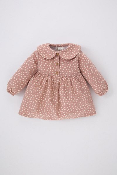DeFacto Baby Girl Floral Long Sleeve Velvet Dress
