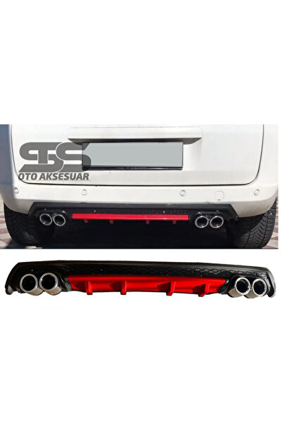 Furens Fiat Fiorino Difüzör Arka Tampon Eki 4 Egzoz Çıkışlı Kırmızı Lüx Tip